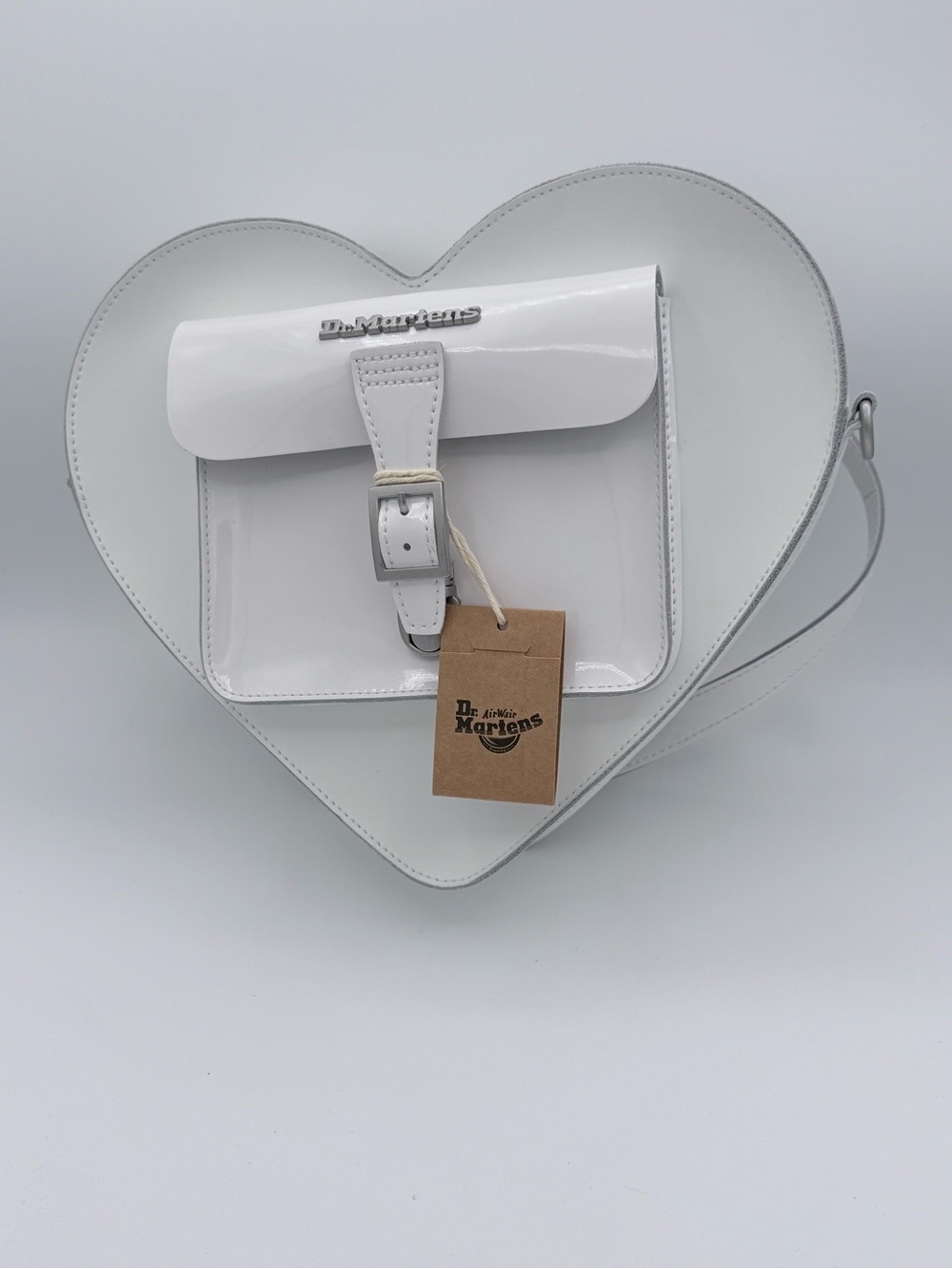 Dr. Martens White Heart Crossbody Bag with Glossy Pocket